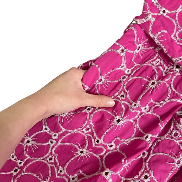 Draper James RSVP Pink Embroidered Floral Belted Dress Women’s XL Poplin Cotton - Picture 8 of 10